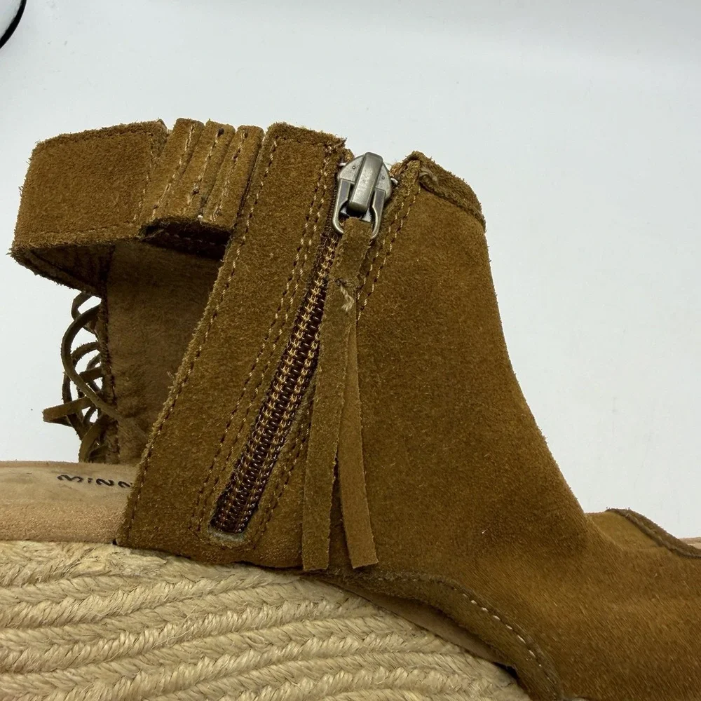 Wedge Espadrille Sandals Women 8 Blaire Brown Suede Leather Fringe Festival Boho